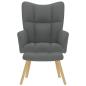 Preview: Relaxsessel mit Hocker Dunkelgrau Stoff