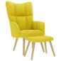 Preview: ARDEBO.de - Relaxsessel mit Hocker Hellgelber Stoff