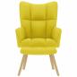 Preview: Relaxsessel mit Hocker Hellgelber Stoff