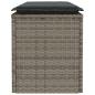 Preview: Gartenbank mit Kissen Grau 110x40x44 cm Poly Rattan