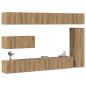 Preview: ARDEBO.de - 7-tlg. TV-Schrank-Set Wandmontage Artisan-Eiche Holzwerkstoff
