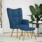 Preview: Relaxsessel mit Hocker Blau Stoff
