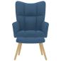Preview: Relaxsessel mit Hocker Blau Stoff