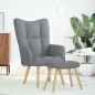 Preview: Relaxsessel mit Hocker Hellgrau Stoff