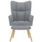 Preview: Relaxsessel mit Hocker Hellgrau Stoff