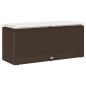 Preview: Gartenbank mit Kissen Braun 110x40x44 cm Poly Rattan