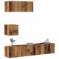 Preview: ARDEBO.de - 4-tlg. TV-Schrank-Set Wandmontage Altholz-Optik Holzwerkstoff