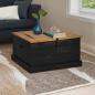 Preview: ARDEBO.de - Truhe HALDEN Schwarz 91x91x47 cm Massivholz Kiefer