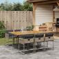 Preview: ARDEBO.de - 7-tlg. Garten-Essgruppe mit Kissen Grau Poly Rattan
