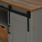 Preview: TV-Schrank HALDEN mit Schiebetür Grau 110x40x60 cm Massivholz