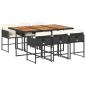 Preview: 7-tlg. Garten-Essgruppe mit Kissen Schwarz Poly Rattan