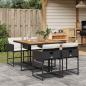 Preview: ARDEBO.de - 5-tlg. Garten-Essgruppe mit Kissen Schwarz Poly Rattan
