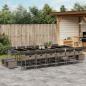 Preview: ARDEBO.de - 17-tlg. Garten-Essgruppe mit Kissen Grau Poly Rattan