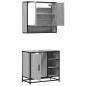 Preview: 2-tlg. Badmöbel-Set Grau Sonoma Holzwerkstoff