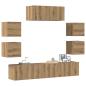 Preview: ARDEBO.de - 7-tlg. TV-Schrank-Set Wandmontage Artisan-Eiche Holzwerkstoff