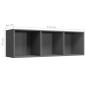 Preview: Bücherregal/TV-Schrank Hochglanz-Grau 36x30x114cm Holzwerkstoff