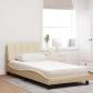 Preview: Bett mit Matratze Creme 100x200 cm Stoff