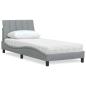 Preview: ARDEBO.de - Bett mit Matratze Hellgrau 90x200 cm Stoff