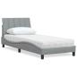Preview: ARDEBO.de - Bett mit Matratze Hellgrau 80x200 cm Stoff