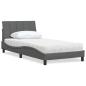 Preview: ARDEBO.de - Bett mit Matratze Dunkelgrau 100x200 cm Stoff