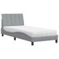 Preview: Bett mit Matratze Hellgrau 90x190 cm Stoff