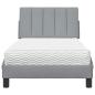 Preview: Bett mit Matratze Hellgrau 90x190 cm Stoff