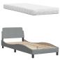 Preview: Bett mit Matratze Hellgrau 90x190 cm Stoff