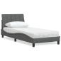 Preview: ARDEBO.de - Bett mit Matratze Dunkelgrau 90x190 cm Stoff