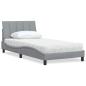 Preview: ARDEBO.de - Bett mit Matratze Hellgrau 100x200 cm Stoff
