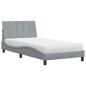 Preview: Bett mit Matratze Hellgrau 100x200 cm Stoff