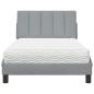 Preview: Bett mit Matratze Hellgrau 100x200 cm Stoff