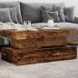 Preview: ARDEBO.de - Couchtisch mit LED-Leuchten Altholz-Optik 90x50x40 cm