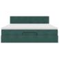 Preview: Ottoman-Bett mit Matratze & LEDs Dunkelgrün 160x200 cm Samt