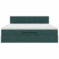 Preview: Ottoman-Bett mit Matratze & LEDs Dunkelgrün 160x200 cm Samt