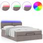 Preview: Ottoman-Bett mit Matratze & LEDs Taupe 140x200 cm Stoff