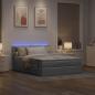 Preview: Ottoman-Bett mit Matratze & LEDs Hellgrau 140x200 cm Stoff