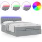 Preview: Ottoman-Bett mit Matratze & LEDs Hellgrau 140x200 cm Stoff