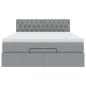 Preview: Ottoman-Bett mit Matratze & LEDs Hellgrau 140x200 cm Stoff