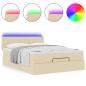 Preview: Ottoman-Bett mit Matratze & LEDs Creme 140x200 cm Stoff