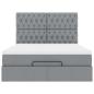 Preview: Ottoman-Bett mit Matratze & LEDs Hellgrau 140x200 cm Stoff