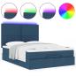 Preview: Ottoman-Bett mit Matratze & LEDs Blau 140x200 cm Stoff