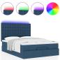 Preview: Ottoman-Bett mit Matratze & LEDs Blau 140x200 cm Stoff