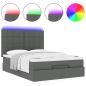 Preview: Ottoman-Bett mit Matratze & LEDs Dunkelgrau 140x200 cm Stoff
