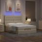 Preview: Ottoman-Bett mit Matratze & LEDs Creme 140x200 cm Stoff