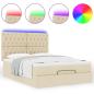 Preview: Ottoman-Bett mit Matratze & LEDs Creme 140x200 cm Stoff