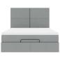 Preview: Ottoman-Bett mit Matratze & LEDs Hellgrau 140x200 cm Stoff
