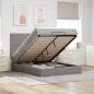Preview: ARDEBO.de - Ottoman-Bett mit Matratze & LEDs Taupe 140x200 cm Stoff
