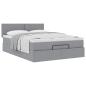 Preview: ARDEBO.de - Ottoman-Bett mit Matratze Hellgrau 140x200 cm Stoff