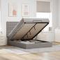 Preview: ARDEBO.de - Ottoman-Bett mit Matratze & LEDs Taupe 140x200 cm Stoff