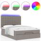 Preview: Ottoman-Bett mit Matratze & LEDs Taupe 140x200 cm Stoff
